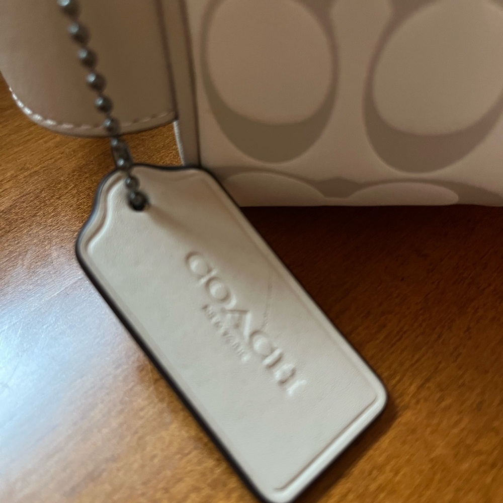 Coach Cream Embossed Leather Toiletry Bag - Picture 3 of 7